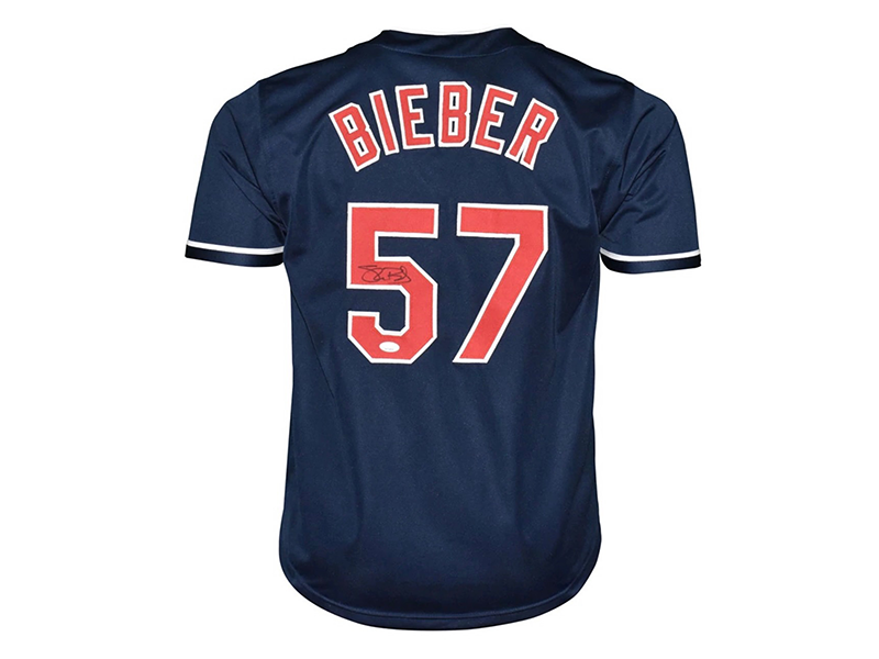 Shane Bieber Autographed Cleveland Blue Baseball Jersey (JSA)