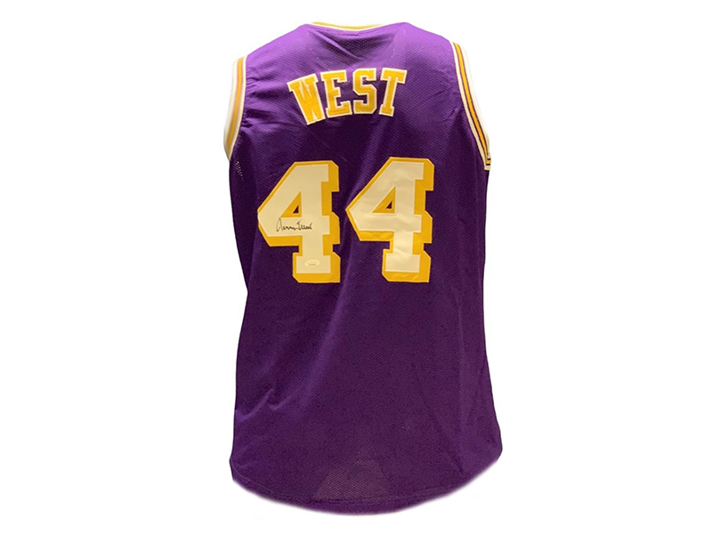 Jerry West Autographed Los Angeles Purple Pro Style Basketball Jersey (JSA)