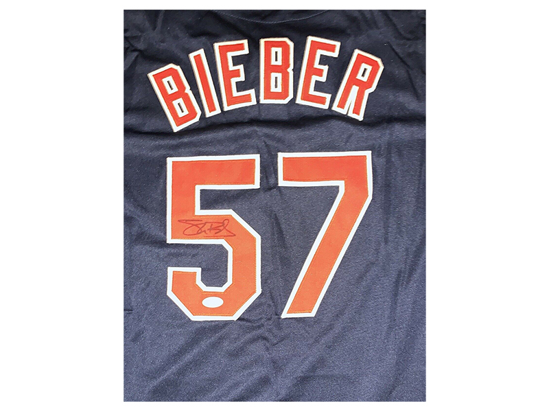 Shane Bieber Autographed Cleveland Blue Baseball Jersey (JSA)