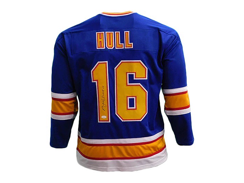 Brett Hull Autographed Pro Style Hockey Jersey Blue (JSA)