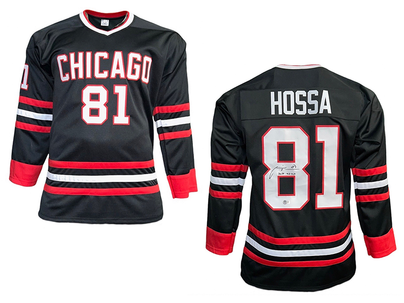 Marian Hossa “HOF-2020”Insc Autographed Black Chicago Hockey Jersey Beckett
