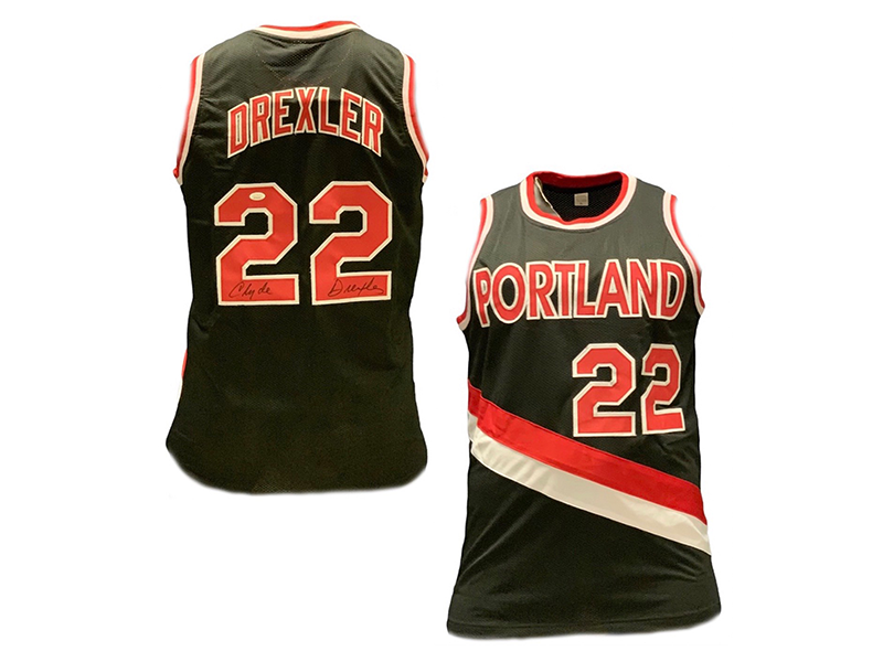 Clyde Drexler Autographed Portland Pro Style Black Basketball Jersey (JSA)