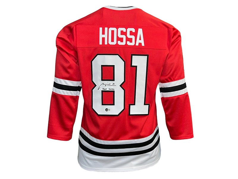 Marian Hossa “HOF-2020” Insc Autographed Red Chicago  Hockey Jersey Beckett