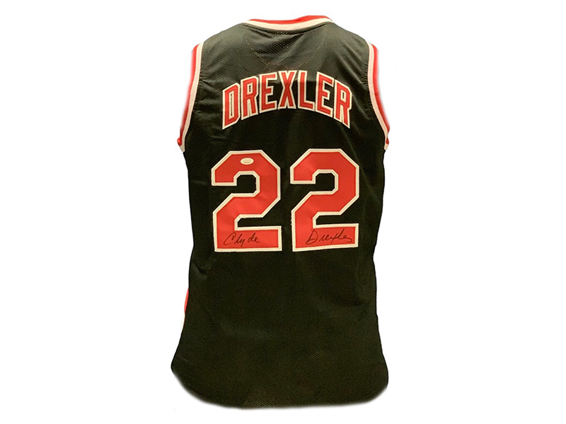 Clyde Drexler Autographed Portland Pro Style Black Basketball Jersey (JSA)