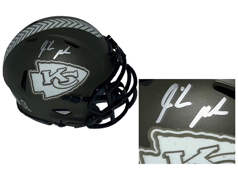 Isiah Pacheco Autographed Kansas City Chiefs Salute To Service Mini Football Helmet JSA