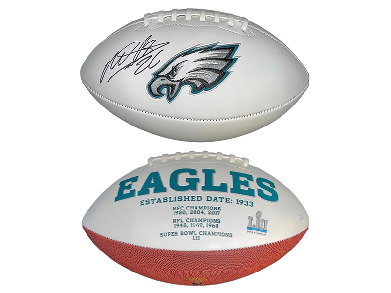 Miles Sanders Autographed Philadelphia Eagles Official White Logo Football JSA