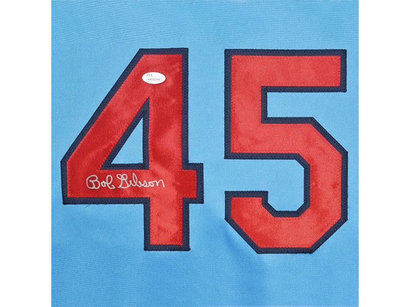 Bob Gibson Autographed Signed St Louis Light Blue Baseball Jersey (JSA)