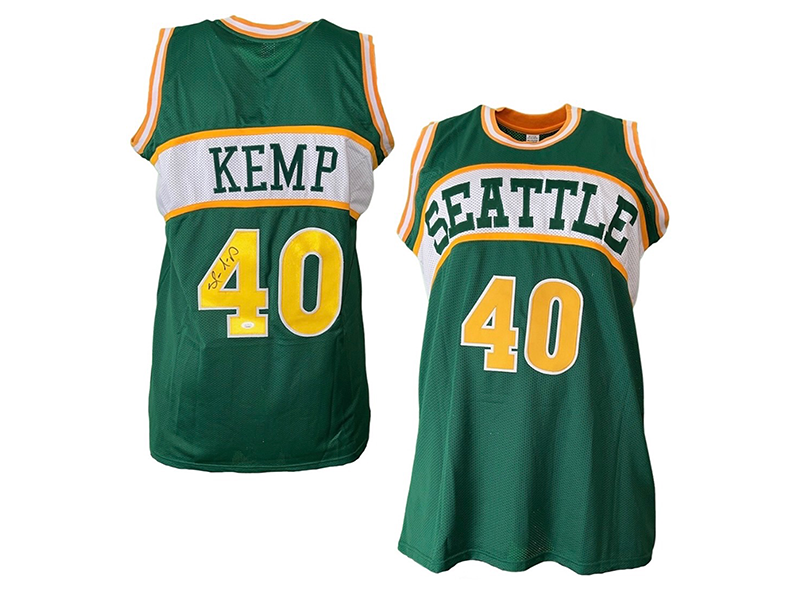 Shawn Kemp Autographed Seattle Green Basketball Jersey (JSA)