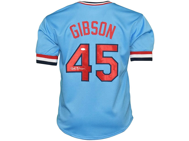 Bob Gibson Autographed Signed St Louis Light Blue Baseball Jersey (JSA)