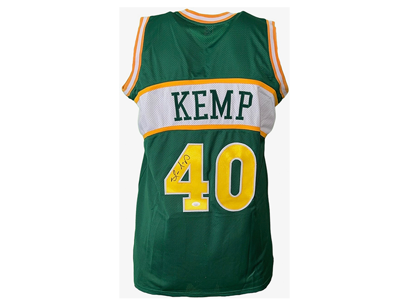 Shawn Kemp Autographed Seattle Green Basketball Jersey (JSA)
