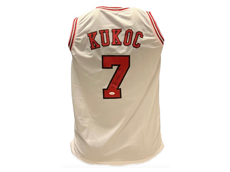 Toni Kukoc Autographed Chicago Pro Style White Basketball Jersey (JSA)