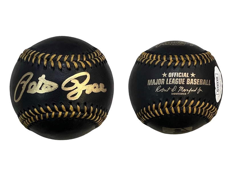 Pete Rose Autographed official Major League Black Baseball (JSA)