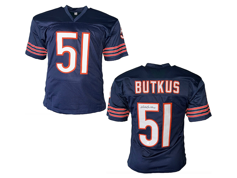 Dick Butkus Autographed Signed Pro Style Football Jersey Blue (Beckett)