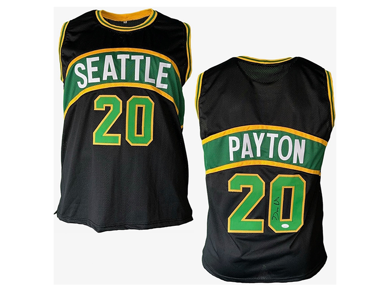 Gary Payton  Signed Seattle  Black Basketball Jersey (JSA)