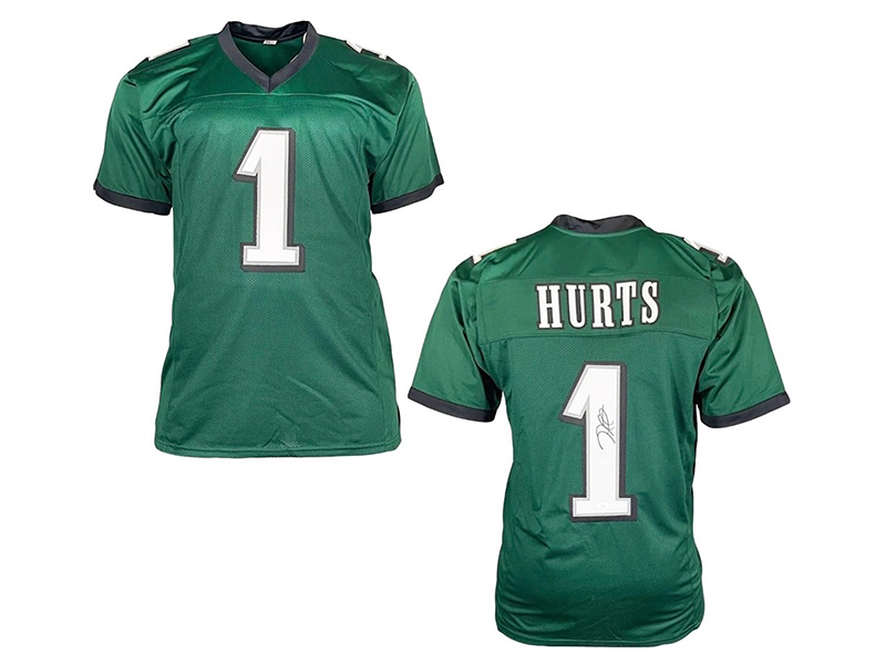 Jalen Hurts Autographed Philadelphia Pro Green Football Jersey (JSA)