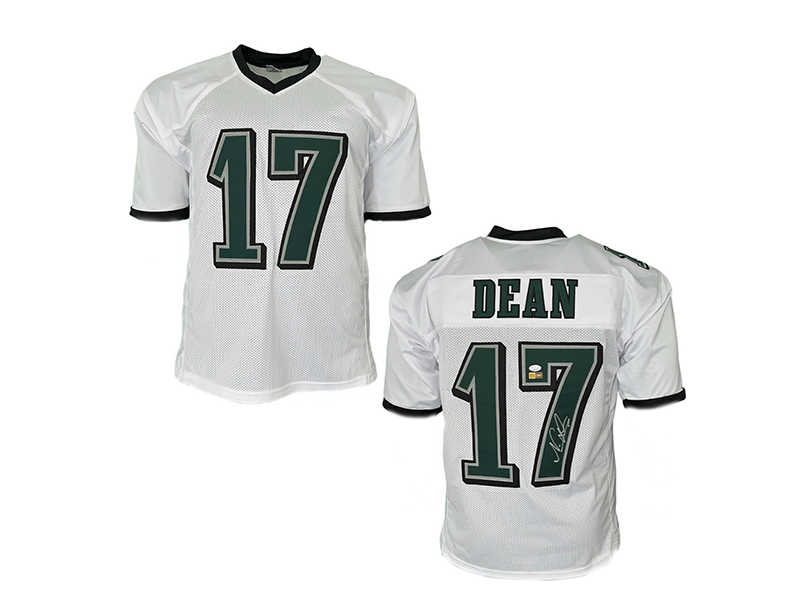 Nakobe Dean Autographed Philadelphia White Pro Style Football Jersey (JSA)