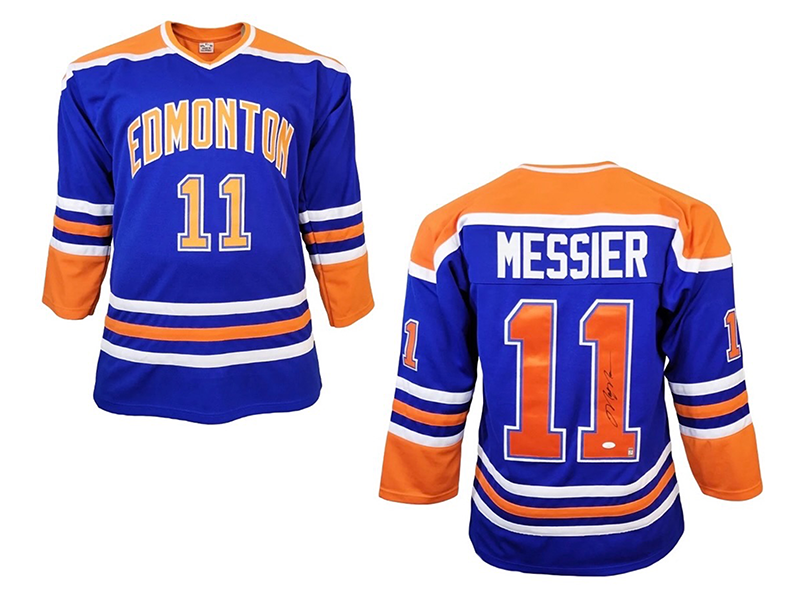 Mark Messier Signed Edmonton Blue Hockey Jersey (JSA)