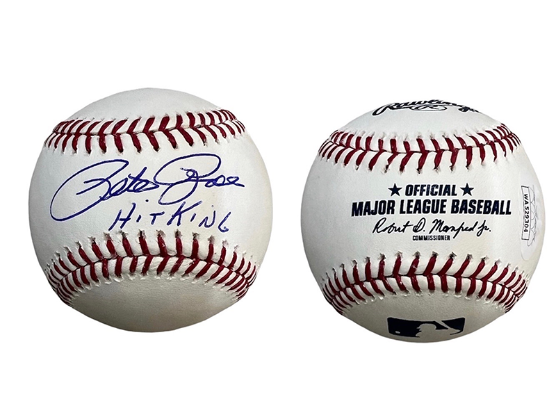 Pete Rose Autographed official Major League “Hit King” Insc Baseball (JSA)