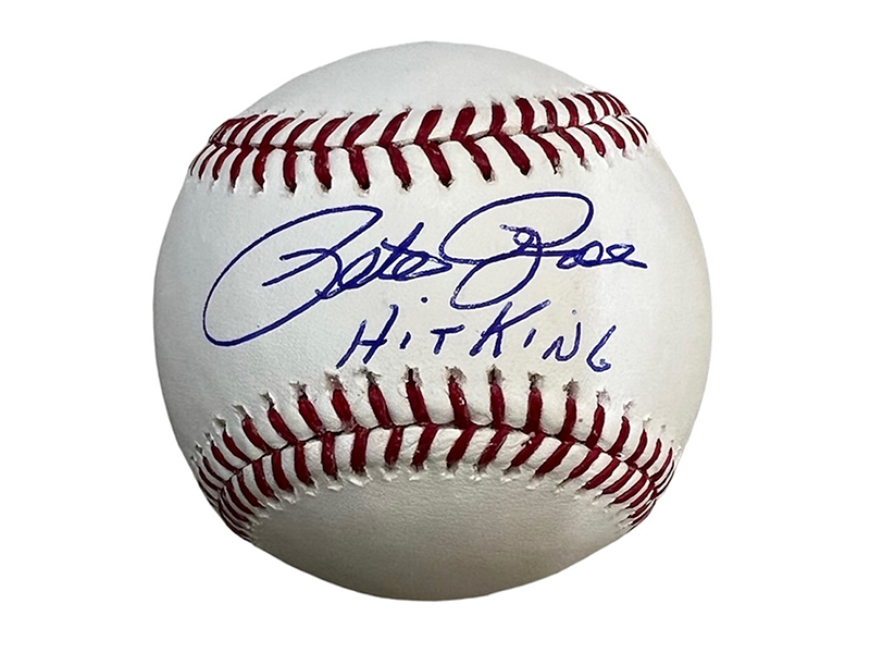 Pete Rose Autographed official Major League “Hit King” Insc Baseball (JSA)