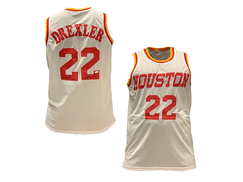 Clyde Drexler Autographed Houston White Basketball Jersey (JSA)