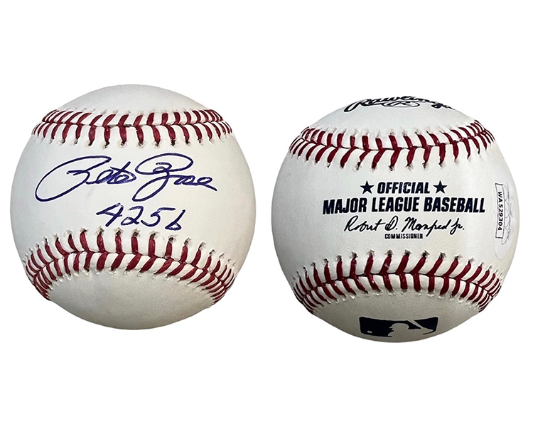 Pete Rose Autographed official Major League “4256” Inscription Baseball (JSA)