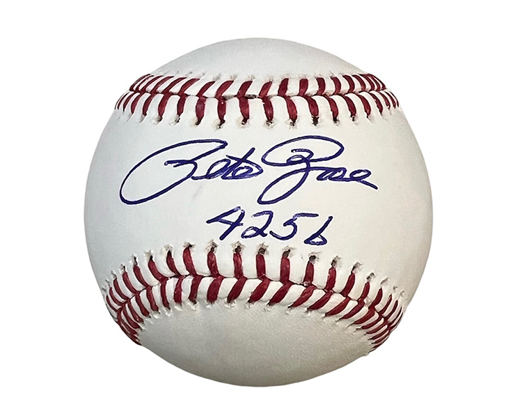 Pete Rose Autographed official Major League “4256” Inscription Baseball (JSA)