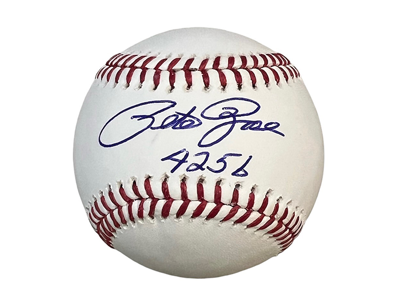 Pete Rose Autographed official Major League “4256” Inscription Baseball (JSA)