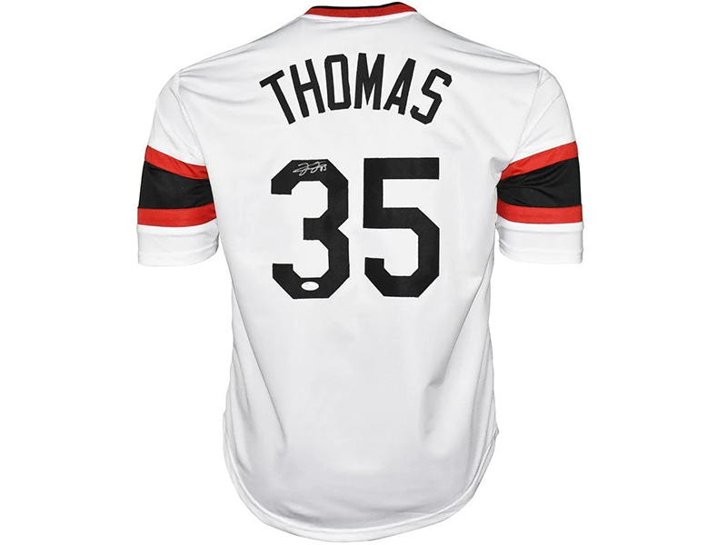 Frank Thomas Signed Chicago White Throwback Baseball Jersey (JSA)