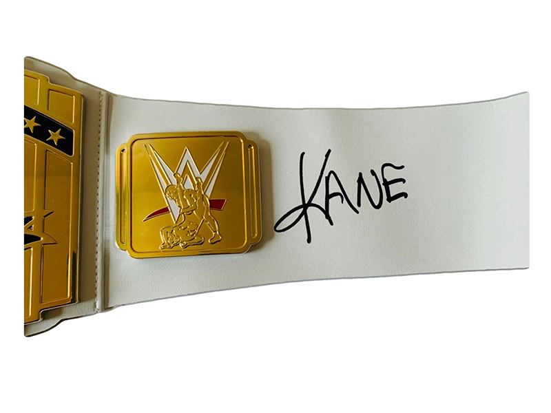 Kane Autographed WWE Wrestling Intercontinental Championship White Belt (JSA)