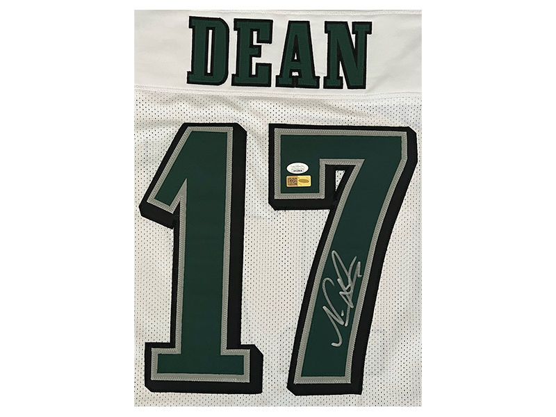 Nakobe Dean Autographed Philadelphia White Pro Style Football Jersey (JSA)