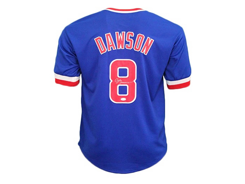 Andre Dawson Autographed Throwback Blue Chicago Pro Style Baseball Jersey JSA