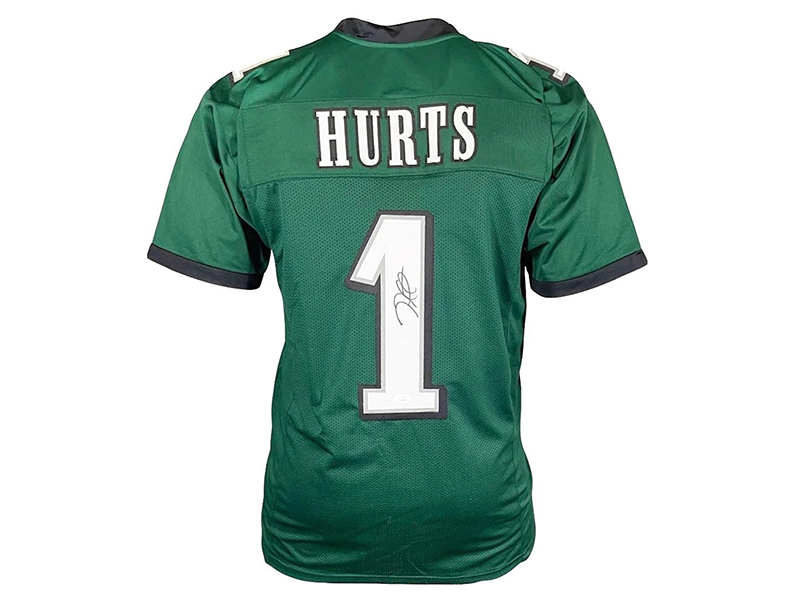 Jalen Hurts Autographed Philadelphia Pro Green Football Jersey (JSA)