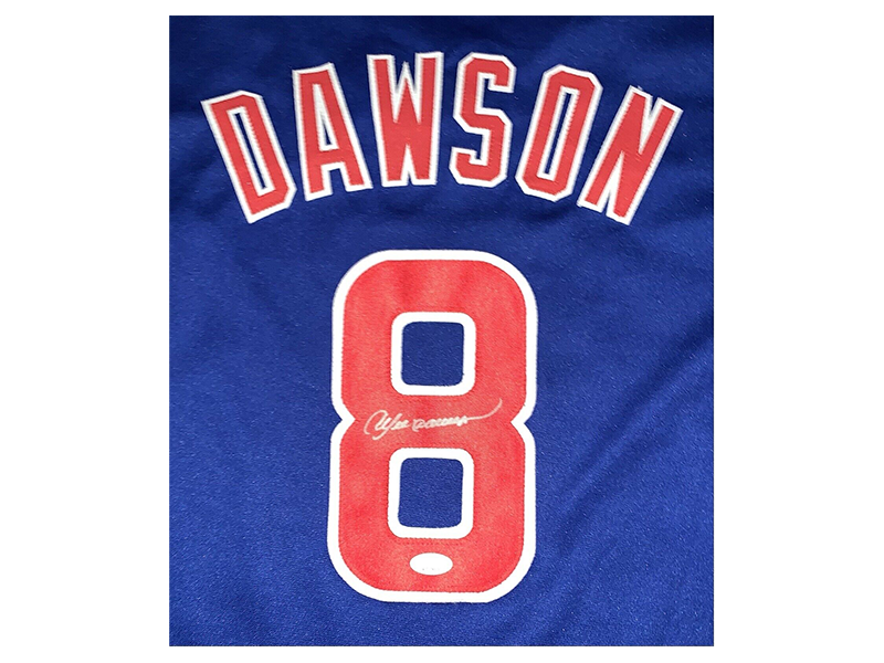 Andre Dawson Autographed Throwback Blue Chicago Pro Style Baseball Jersey JSA