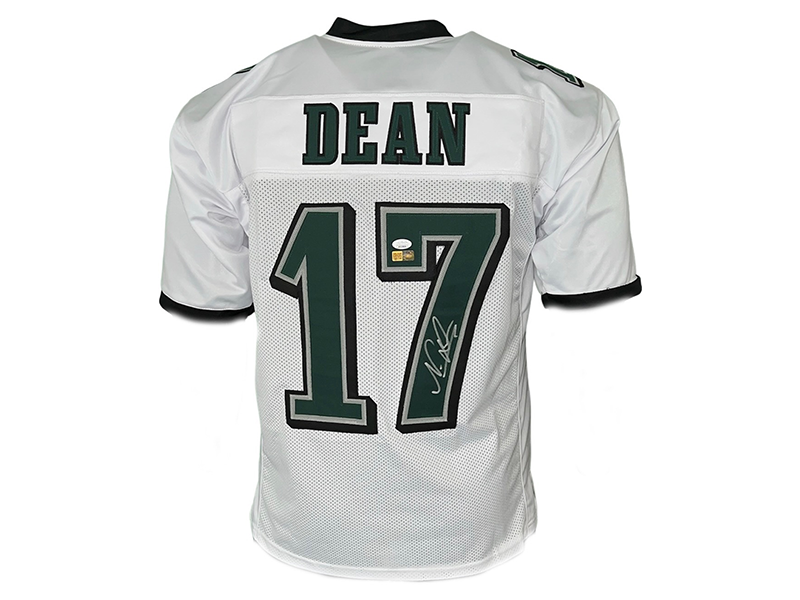 Nakobe Dean Autographed Philadelphia White Pro Style Football Jersey (JSA)