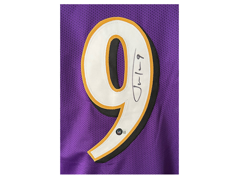 Justin Tucker Autographed Pro Style Purple Football Jersey (Beckett)