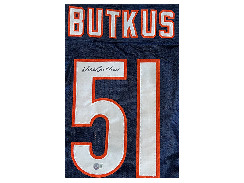 Dick Butkus Autographed Signed Pro Style Football Jersey Blue (Beckett)