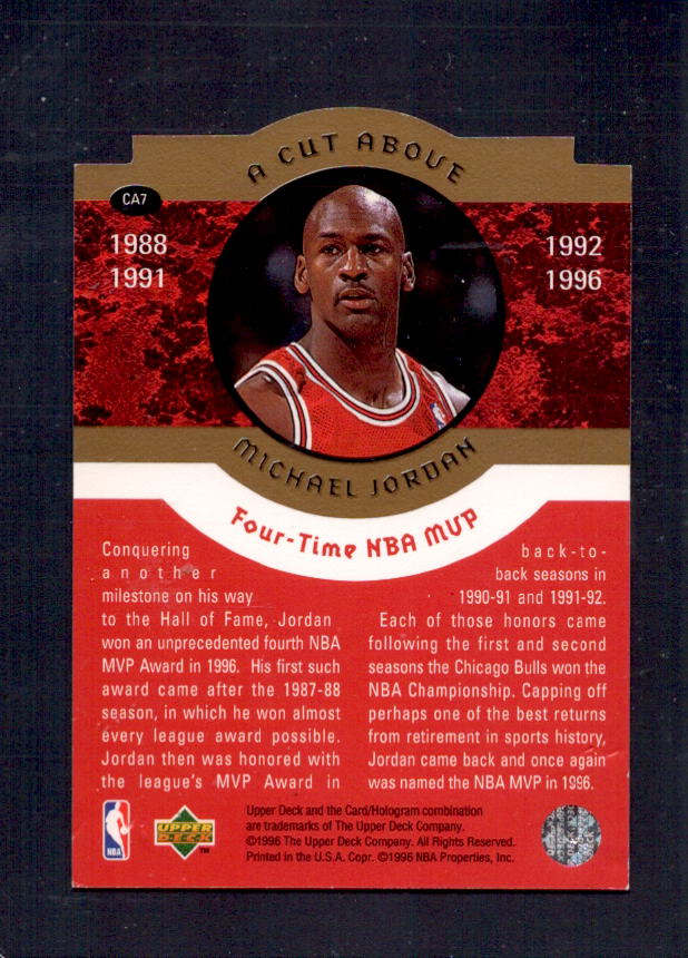 Michael Jordan Bulls #7 1996-1997 Upper Deck Collectors Choice NBA Basketball GOLD Die Cut Insert Card