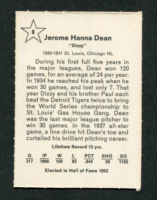 Dizzy Dean #8 Pitcher 1961 Golden Press Original Vintage Baseball Card