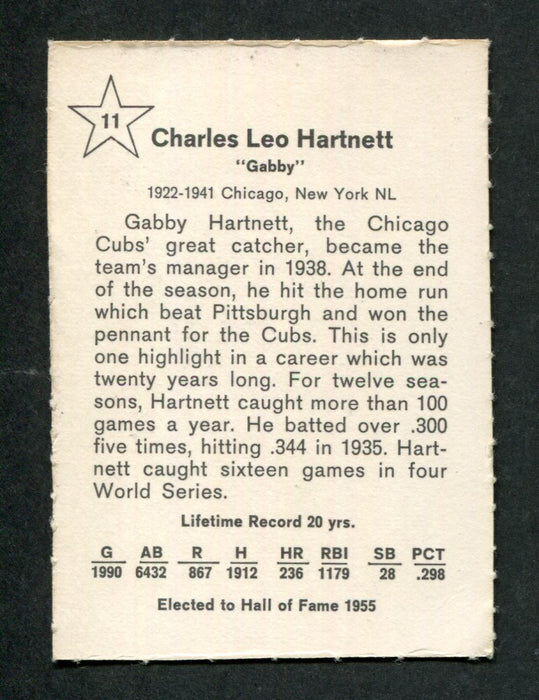 Gabby Hartnett #11 Catcher 1961 Golden Press Original Vintage Baseball Card