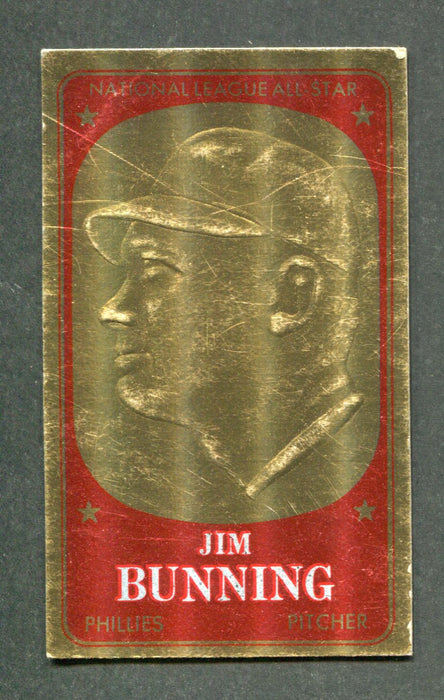 #17 Jim Bunning 1965 Topps Embossed Gold Baseball Card